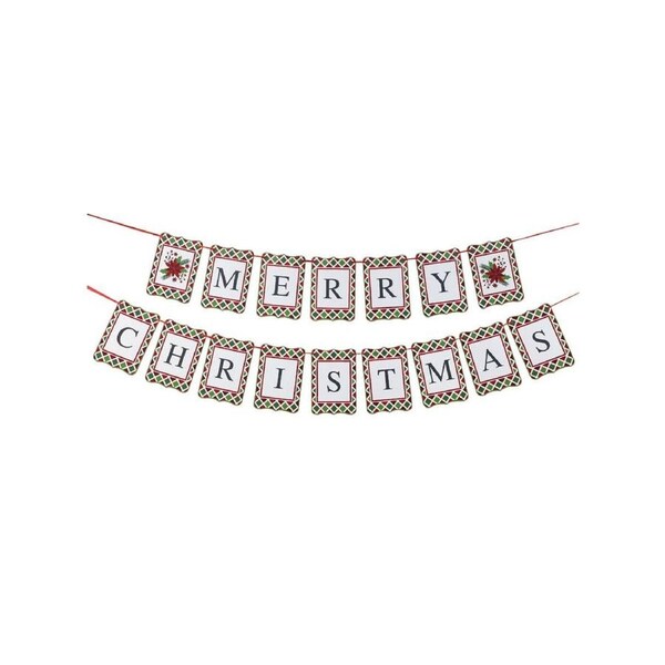 Merry Christmas Red and Green Plaid Bunting