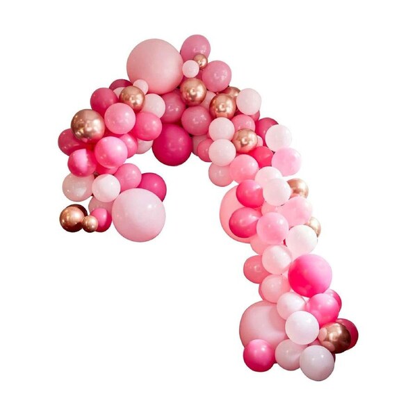 Large 200 Piece Pink And Chrome Balloon Arch Kit