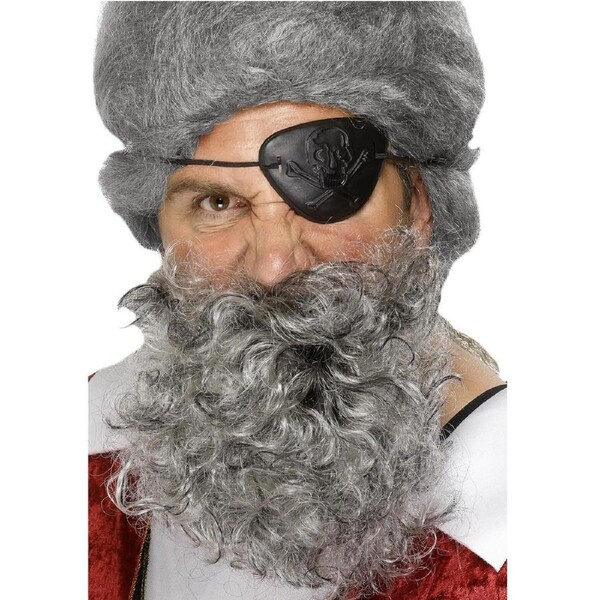 Curly Light Grey Pirate Costume Beard