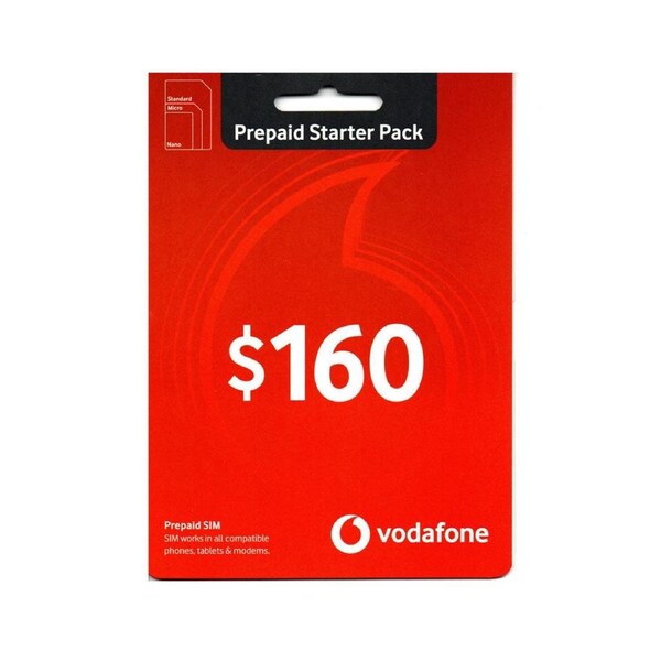 Vodafone PrePaid $160 Starter Pack - 185 Day Sim Card