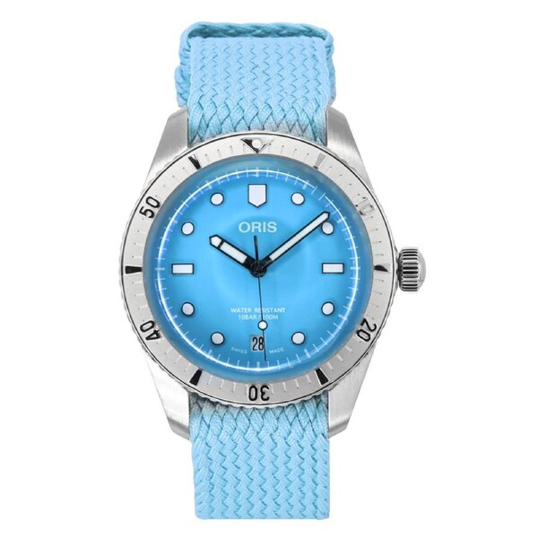Oris Divers Sixty-Five Cotton Candy Textile Strap Blue Dial Automatic 01-733-7771-4055-07-3-19-02S 100M Unisex Watch