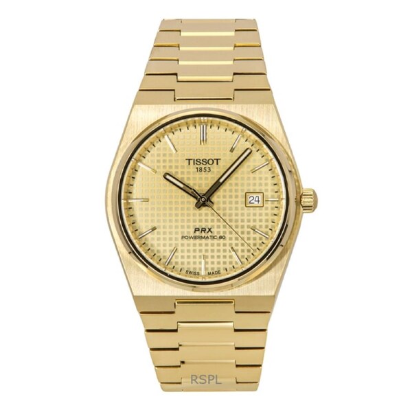 Tissot PRX Powermatic 80 Gold Tone Stainless Steel Champagne Dial Automatic T137.407.33.021.00 100M Men's Watch
