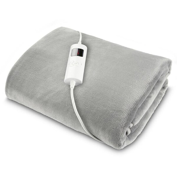 Goldair Micro Fleece Heated Throw Blanket Light Grey 160 x 120cm