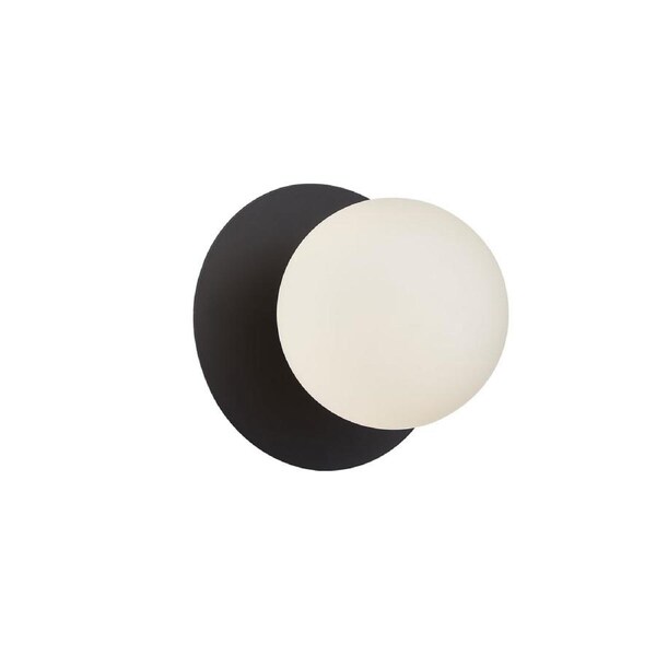 Balle Interior Round Opal Diffuser with Round Base Wall Light Black