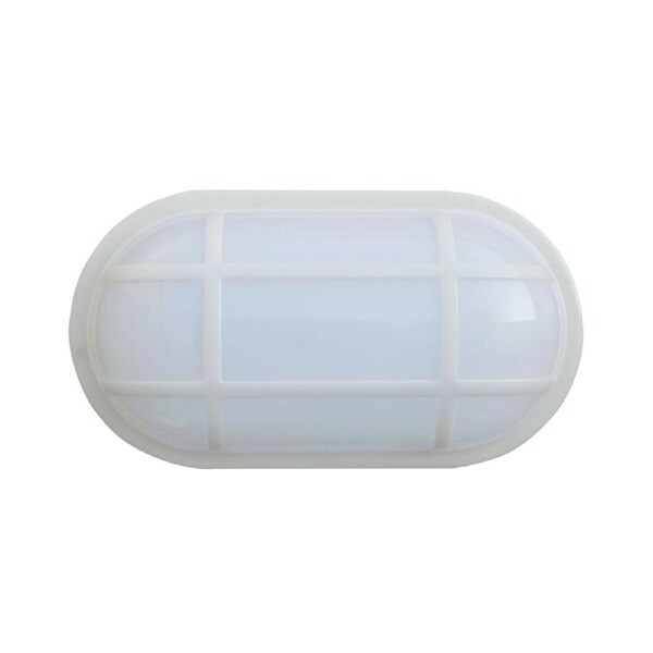 Bulk Oval LED Exterior Bulkhead Light with Optional Cage IP65 White 5000K