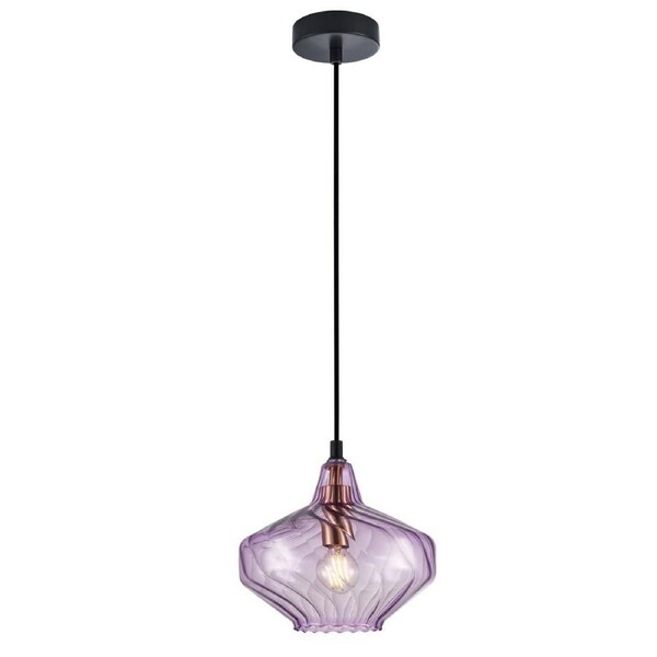 Campana Interior Wine Glass Shape Ribbed Pendant Light Purple