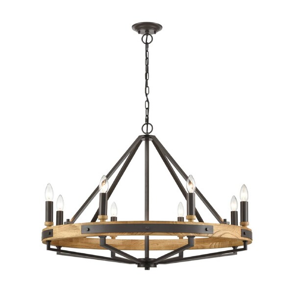 Funale Interior Candelabra Natural Wood 8-Light Pendant Light Bronze