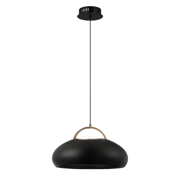 Kupol Interior LED Tri-CCT Dome with Brass Highlight Pendant Light Black