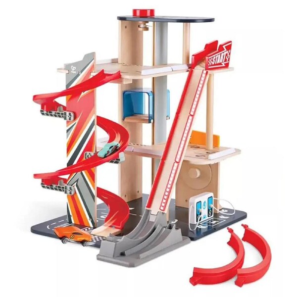 Hape Gearhead Stunt Garage Playset