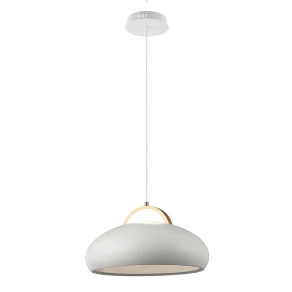 Kupol Interior LED Tri-CCT Dome with Brass Highlight Pendant Light White