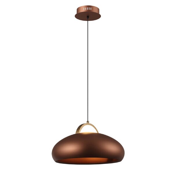 Kupol Interior LED Tri-CCT Dome with Brass Highlight Pendant Light Coffee