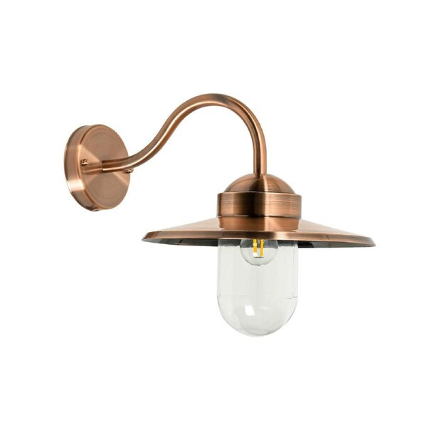 Payong Exterior Sun Hat Shape with Clear Glass Wall Light IP44 Copper