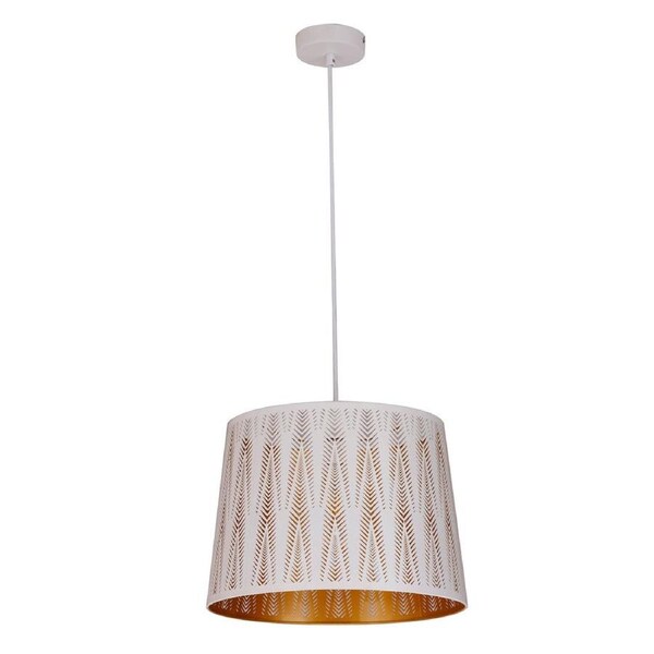 Penshade Interior Slanted with Vector Pattern Laser Cut Pendant Light White