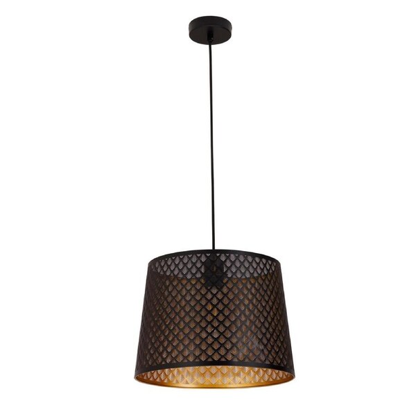Penshade Interior Slanted with Geometry Pattern Laser Cut Pendant Light Black