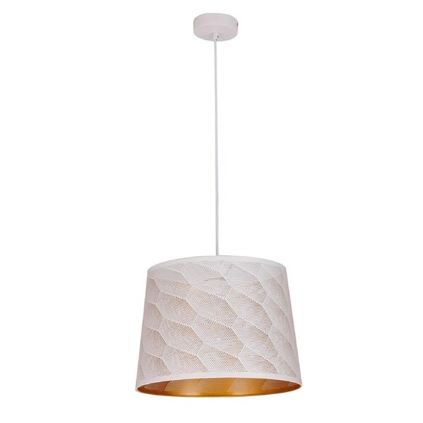 Penshade Interior Slanted with Honeycomb Pattern Laser Cut Pendant Light White