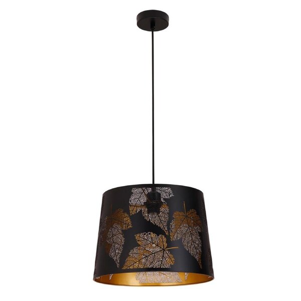 Penshade Interior Slanted with Maple Leaf Pattern Laser Cut Pendant Light Black
