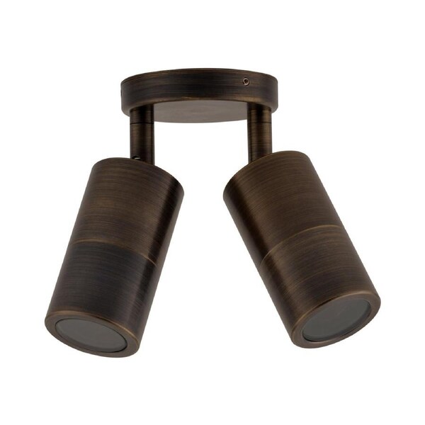 GU10 Exterior Wall Pillar 2-Light Adjustable Spot Light (Rustic Brass) IP65