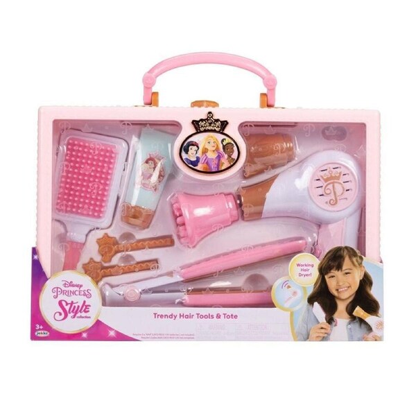 Disney Princess Style Collection Beauty Hair Tote Hairdryer Set Kids Pink 3y+