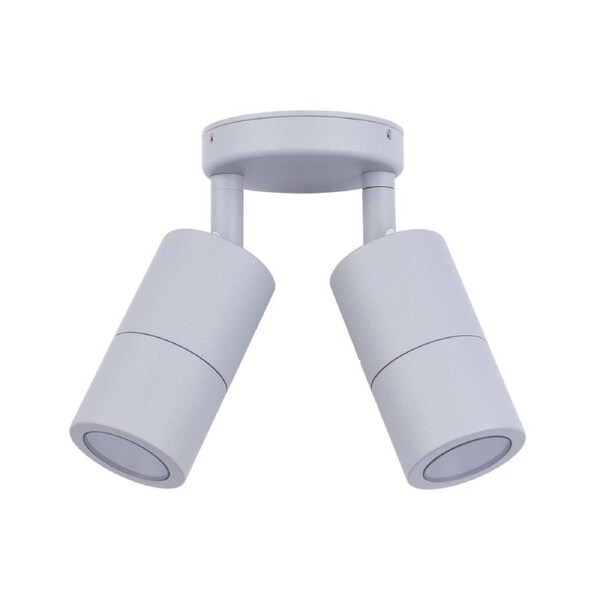 MR16 Exterior Wall Pillar 2-Light Adjustable Spot Light (Matte Grey) IP65