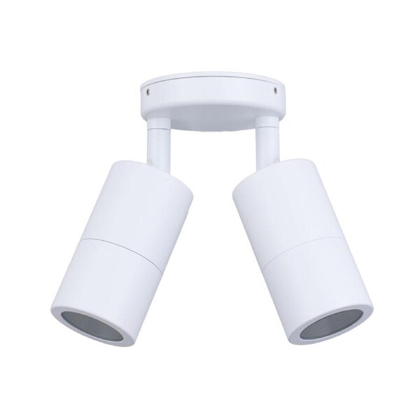 MR16 Exterior Wall Pillar 2-Light Adjustable Spot Light (White Aluminium) IP65