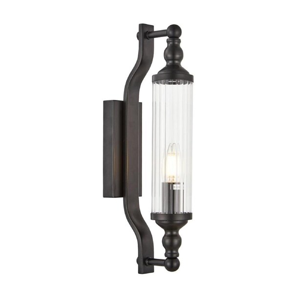 Rodillo Interior Tubular Clear Glass Wall Light Black