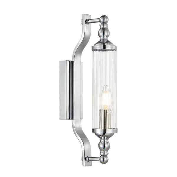 Rodillo Interior Tubular Clear Glass Wall Light Chrome