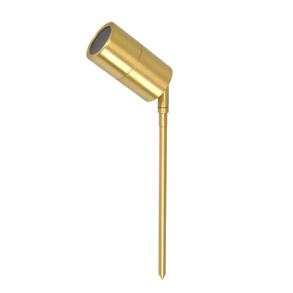 Single Adjustable Head Garden Spike Light IP65 Polished Brass