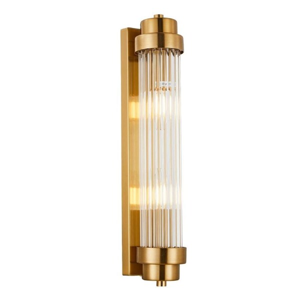 Varillas Interior Up/Down Clear Glass Rod Wall Light Antique Brass