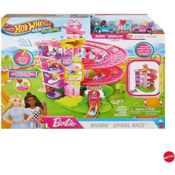 Hot Wheels RacerVerse Barbie Spiral Race Track Set