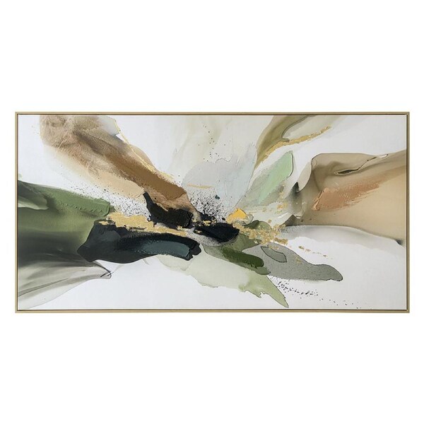 Urban Style Brushmarks Embellished Canvas Abstract Green