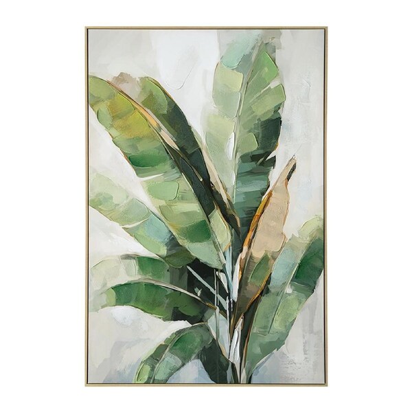 Urban Style Brushmarks Embellished Canvas Banana Palm
