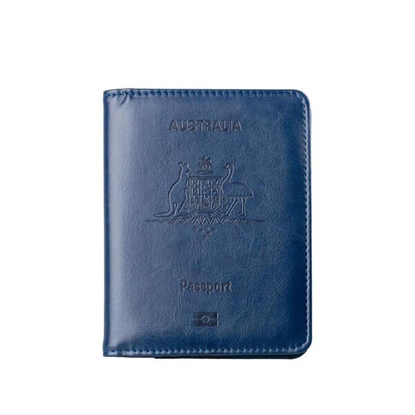Catzon Australia Passport Holder with Card Slots RFID Blocking for Travel-Blue
