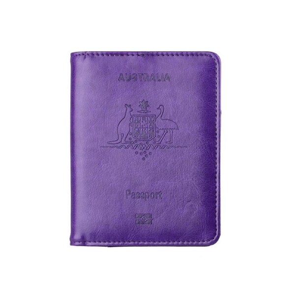 Catzon Australia Passport Holder with Card Slots RFID Blocking for Travel-Purple