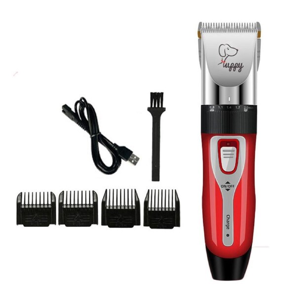 Catzon Pet Hair Clippers Rechargeable with 5 Speeds Grooming Tool for Dog-Red