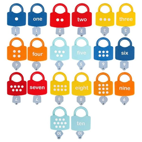 Catzon 20 Pcs Kids Learning Locks with Keys Number Matching Montessori Toy
