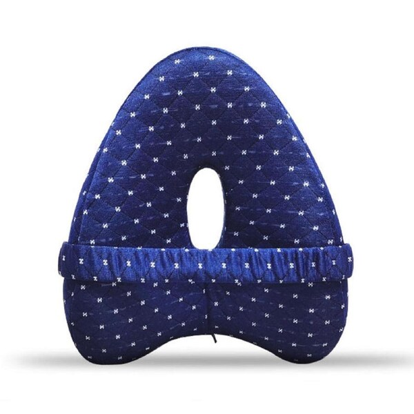 Catzon Leg Pillow for Side Sleepers Memory Foam with Washable Cover-Navy Blue