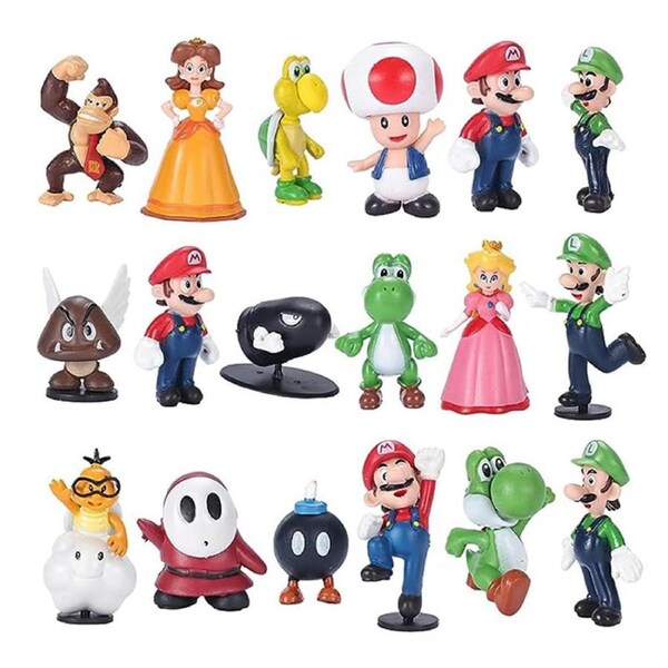 Catzon 18 Pcs Cartoon Figures Toy Princess Turtle Mushroom Great Gift