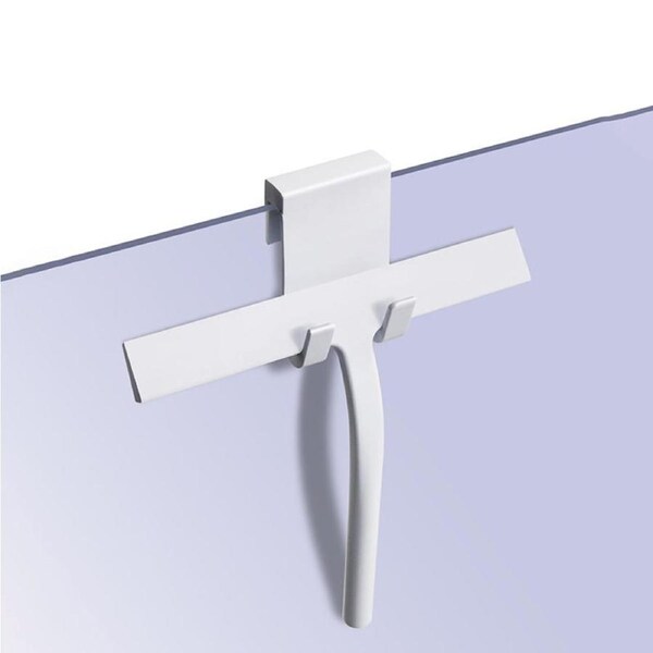 Catzon Shower Squeegee with Hook Streak-Free Cleaning for Door Window-White