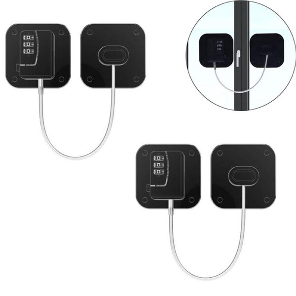 Catzon 2 Pcs Refrigerator Lock No Drilling for Cabinets Window Drawers-BlackA