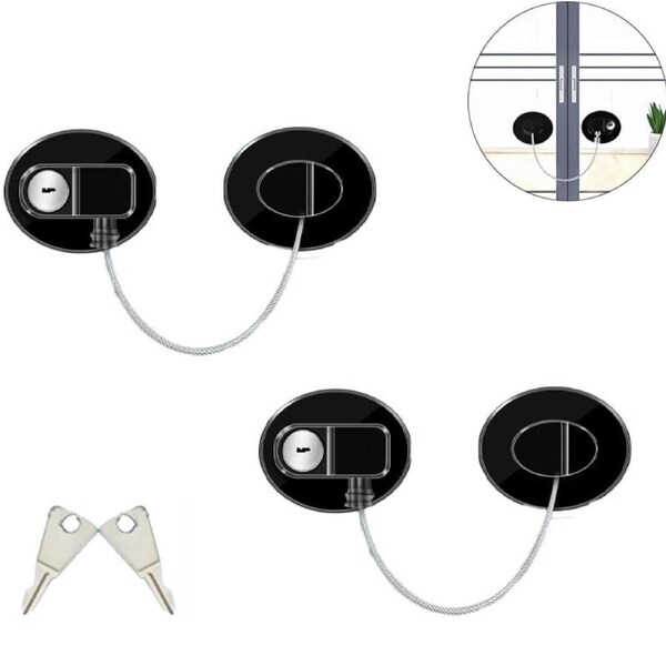 Catzon 2 Pcs Refrigerator Lock with Keys No Drilling for Cabinets Window-BlackB
