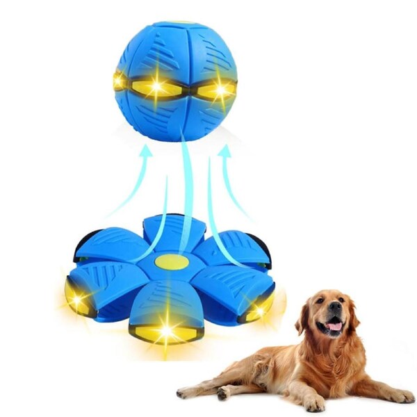 Catzon Flying Saucer Ball for Dogs Cat with 6 Lights Interactive Toys-Blue