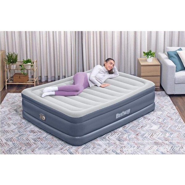 Bestway 2.03m x 1.52m x 51cm Tritech Air Inflatable Mattress Queen Built-in AC Pump