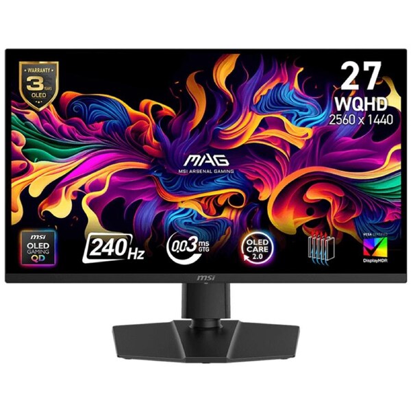 MSI MAG 26.5in WQHD QD-OLED 240Hz Adaptive Sync Gaming Monitor (MAG 273QP QD-OLED X24)