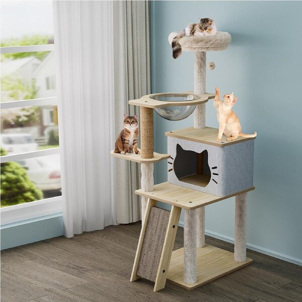 Pawz Cat Tree Tower Scratching Post Scratcher Wood Condo House Furniture 120cm