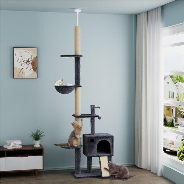 Pawz Cat Tree Scratching Post Scratcher Wood Condo Hammock Floor to Ceiling High