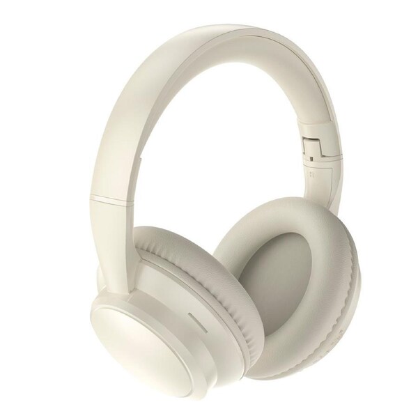 Laser Wireless Headphones Beige With Mic Foldable Design EQ Pop Bass Modes