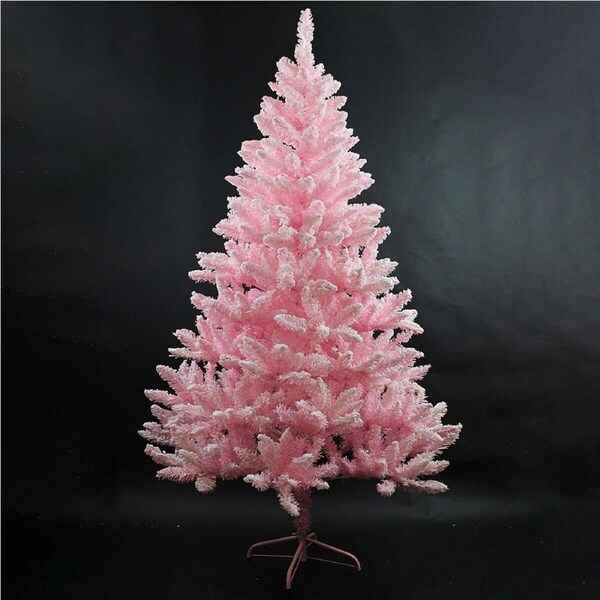 6FT Pink Christmas Fluffy Tips Metal Stand Easy Assemble