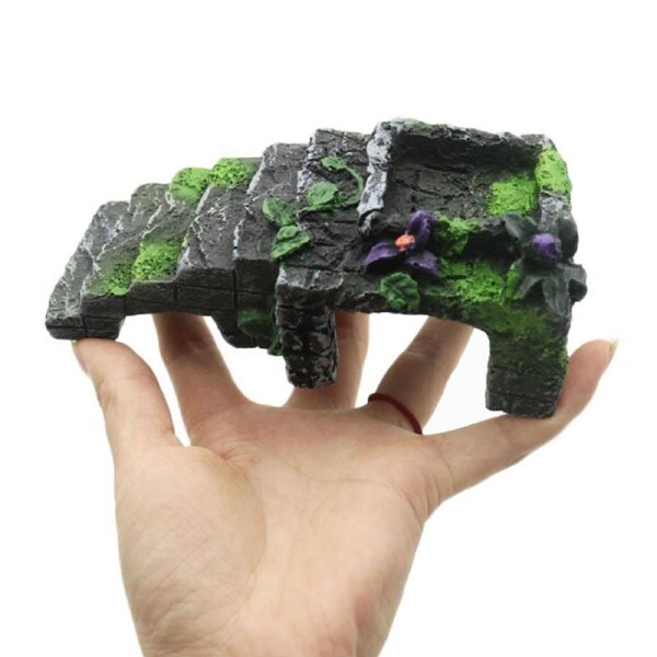 Turtle Terrace Reptile Habitat Cave Resin Rock Hideout Fish Tank Decor for Lizards Frogs Snakes-663SB