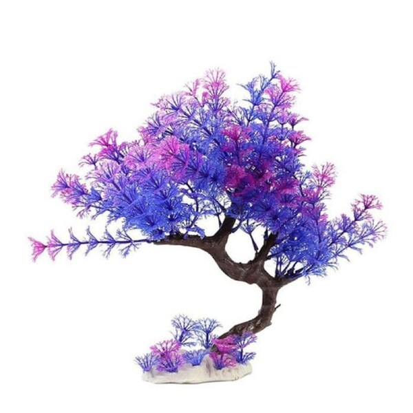 Aquarium Plant Plastic Fish Tank Plant Decorative Artificial Underwater Grass Purple-01