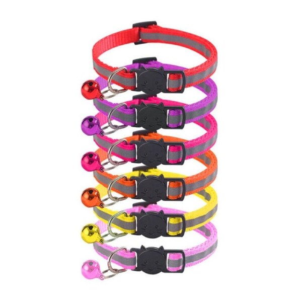 6Pcs Breakaway Cat Collar with Bell Stripe Reflective Collars A